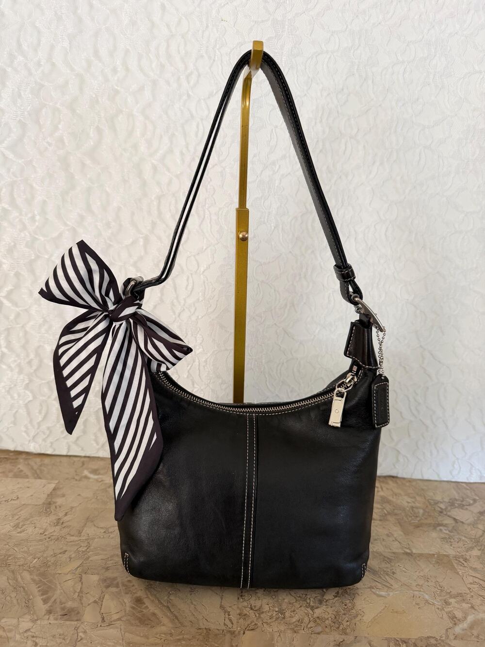 Vtg COACH Legacy black hobo leather Shoulder bag 9566